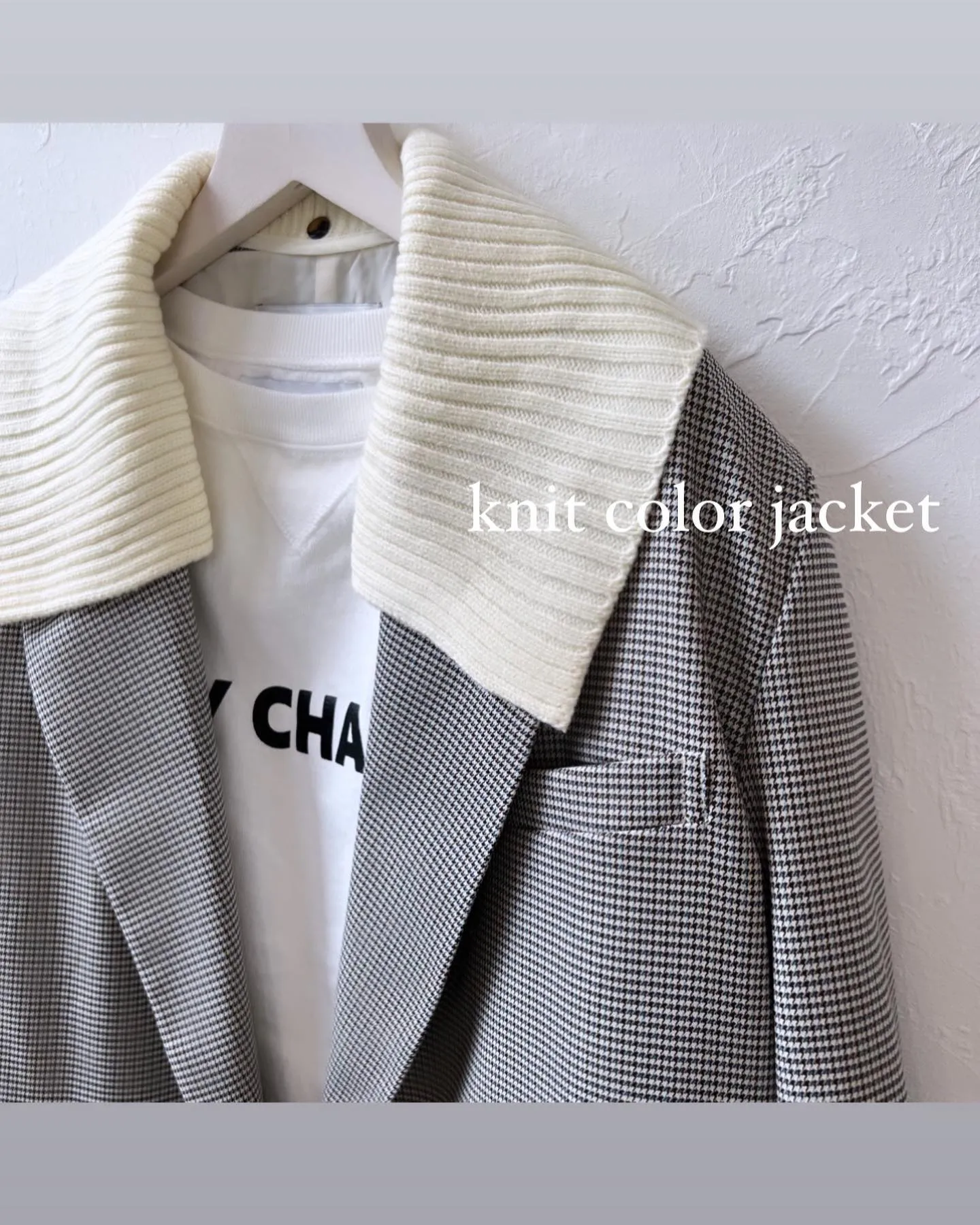 knit collar double jacket