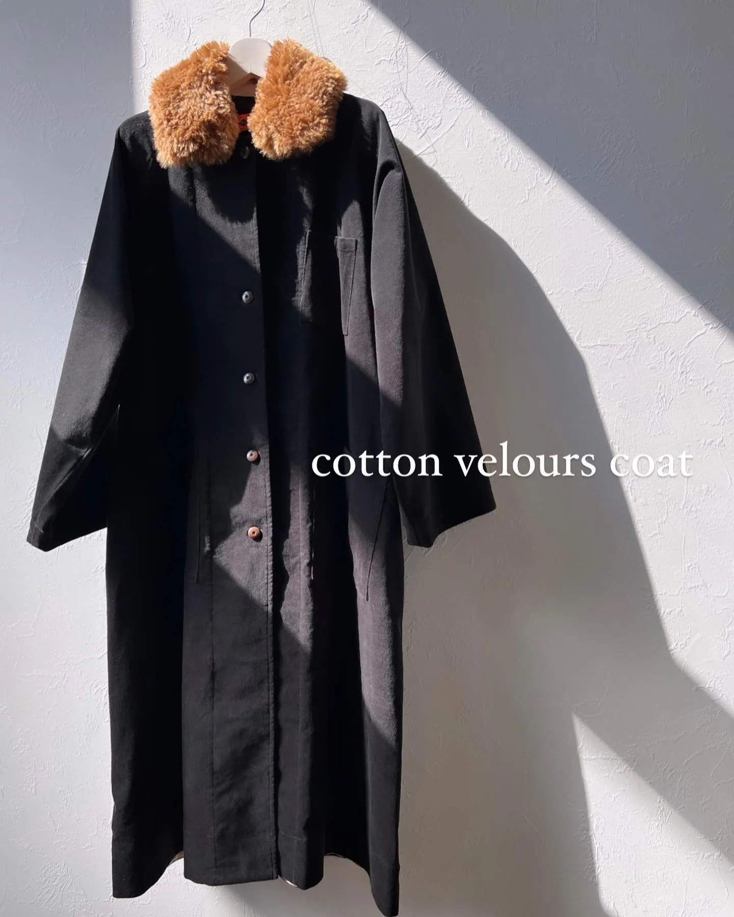 fur collar cotton velours coat